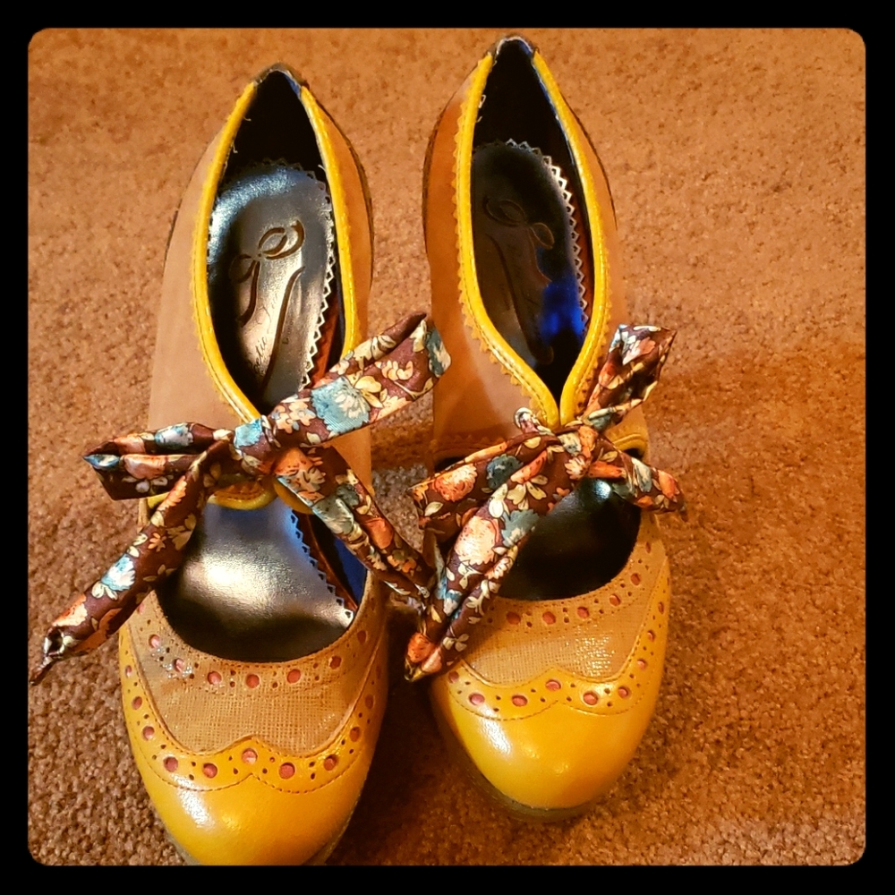 Tan high heels
